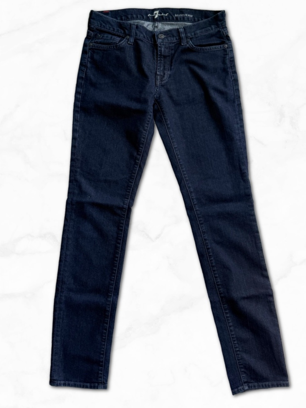 7 For All Mankind Roxanne Jeans Size 28 Dark Indigo Mid Rise Slim